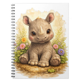 Cute Baby Rhino Spiral Notebook Kawaii Notizblock