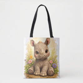 Cute Baby Rhino Tote Bag Kawaii Animal