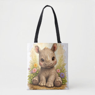 Cute Baby Rhino Tote Bag Kawaii Animal