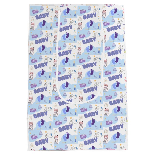 Cute Baby Shower Gift Bag Mittlere Geschenktüte (Rückseite)