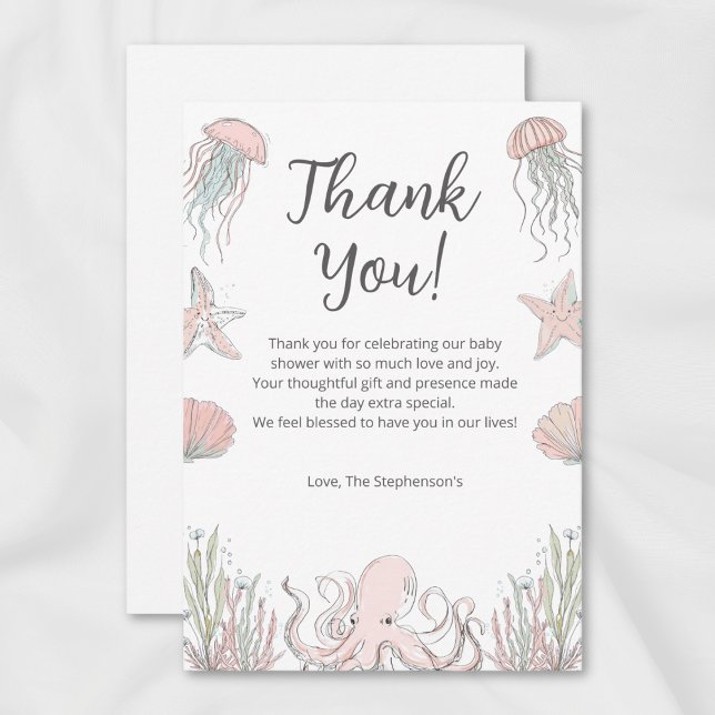 Cute Baby Shower Ocean Coastal Theme Dankeskarte (Von Creator hochgeladen)