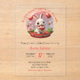 Cute Baby Shower Rabbit Sweetheart Valentine Acryleinladungen