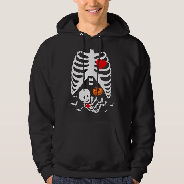 Cute Baby Skeleton Pregnancy Announcement Happy Ha Hoodie (Vorderseite)