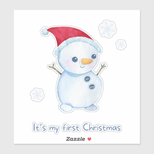 Cute Baby Snowman First Christmas Aufkleber (Blatt)