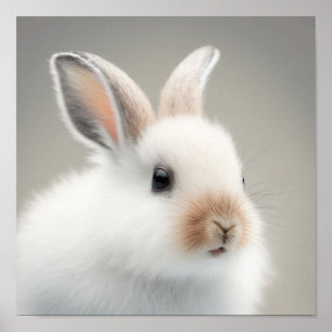Cute Baby Snowshow Hare Portrait (Bunny)    1:1 Poster