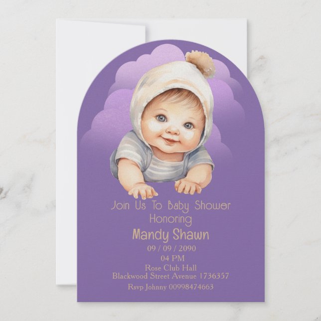 Cute baby themed for Baby Shower Invitation Einladung (Vorderseite)