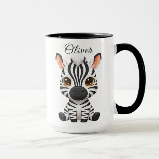 Cute Baby Zebra Cartoon, Personalize Child's Name Tasse