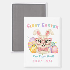 Cute Baby's First Easter Egg-cited Bunny Magnet