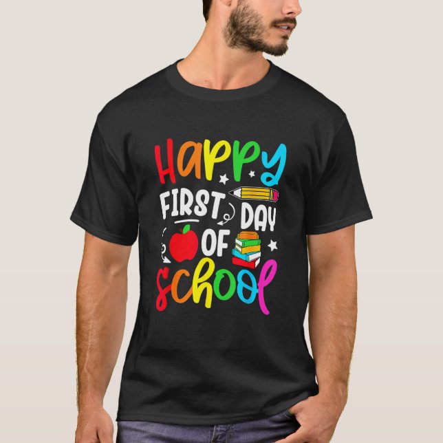 Cute Back To School Happy First Day Of School Teac T-Shirt (Vorderseite)