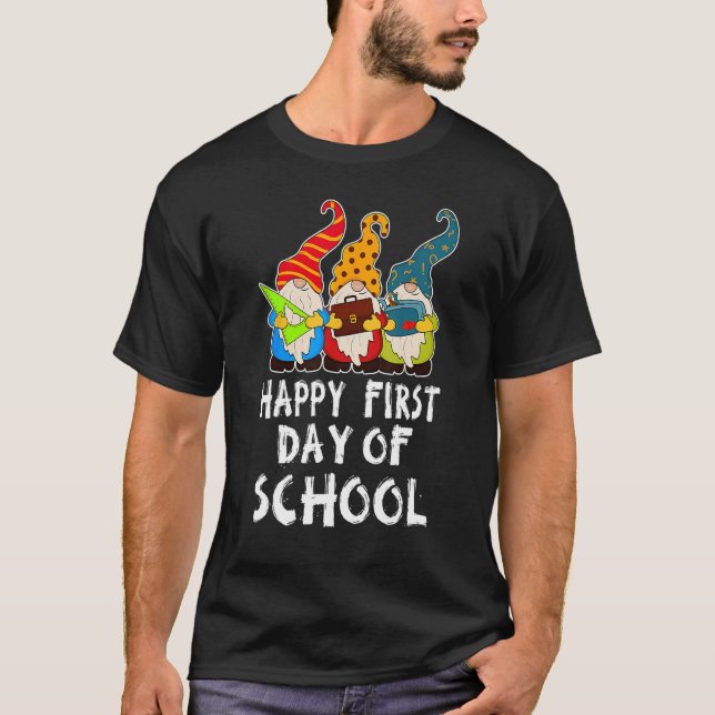 Cute Back to School Teacher Gnome Happy First Day  T-Shirt (Vorderseite)