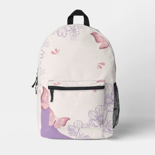 Cute backpack floral design  bedruckter rucksack (Vorderseite)