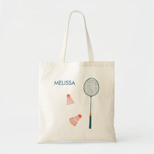 Cute badminton illustration customize tote bag tragetasche