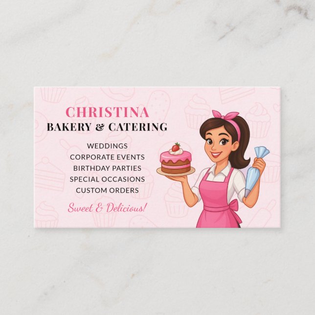 Cute Bakery & Catering Business Card Visitenkarte (Vorderseite)