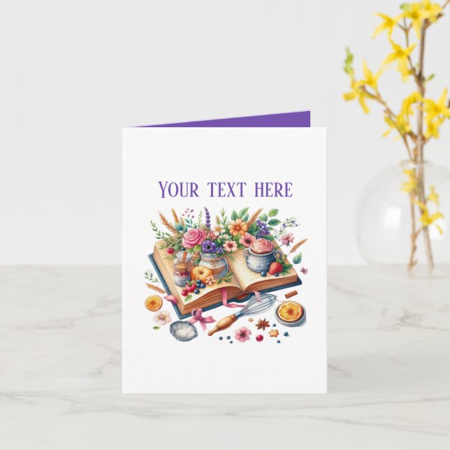 Cute Bakery Kochbuch anpassbar Karte (Gelbe Blume)