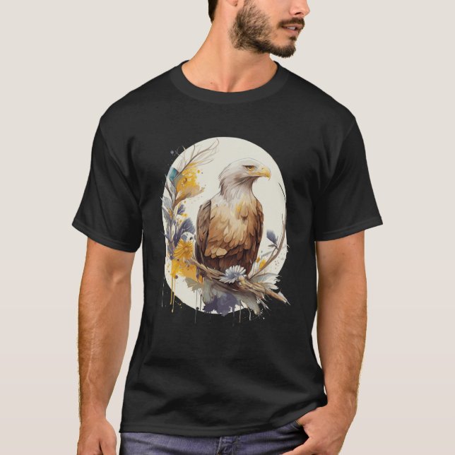 Cute Bald Eagle Sunflower Watercolor Bird T-Shirt (Vorderseite)