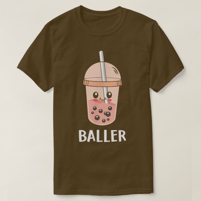 Cute Baller Boba Tea Bubble Tea Anime Kawaii Neko  T-Shirt (Design vorne)