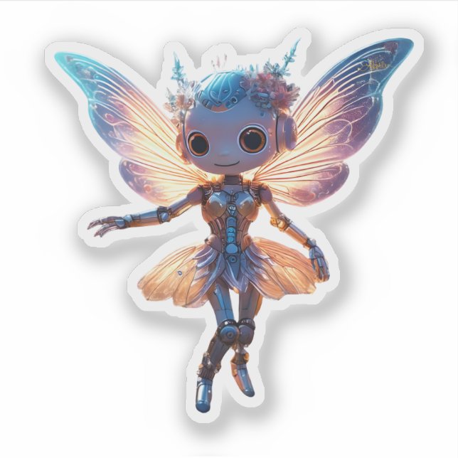 Cute Ballerina Dancing Robot Pixie Aufkleber (Vorderseite)