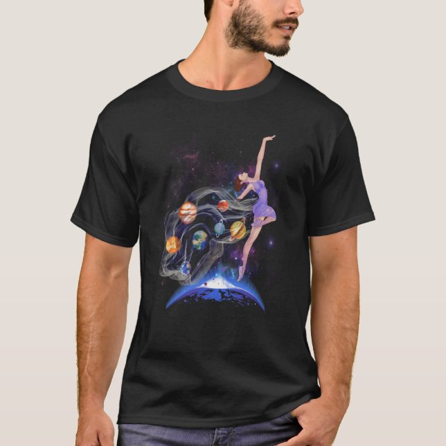Cute Ballerina Girl Space Astronaut Ballet Dancer  T-Shirt (Vorderseite)