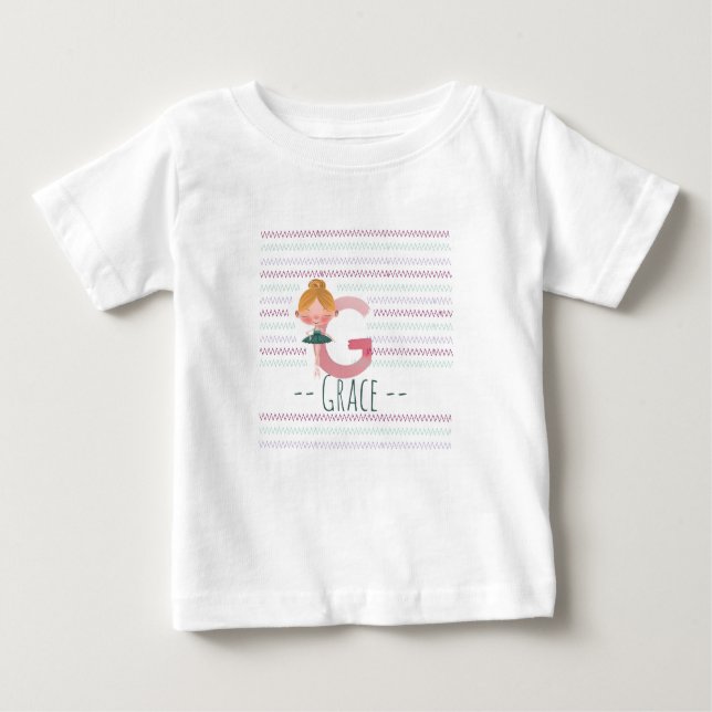 Cute Ballerina Plush Pink Letter G Toddler  Baby T-shirt (Vorderseite)
