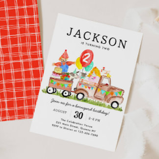 Cute Barnyard Animals Truck Kids Farm Birthday Einladung