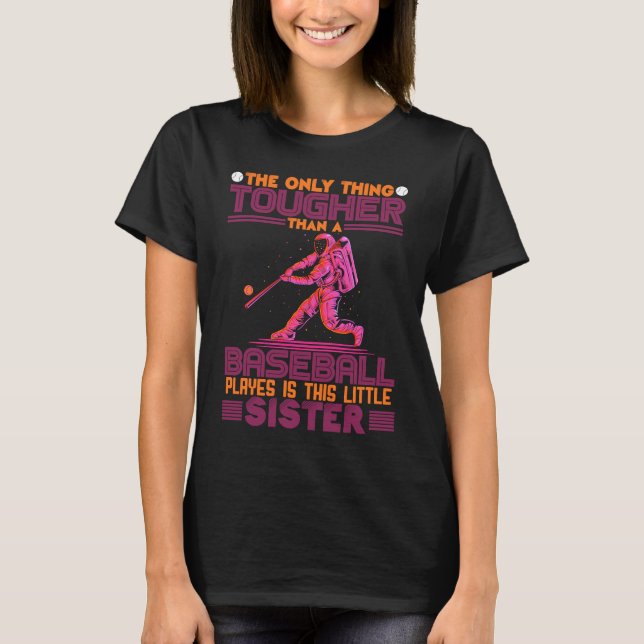 Cute Baseball Sister Little Sister Of A Baseball P T-Shirt (Vorderseite)