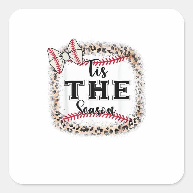 Cute Baseball Tis The Season Mom Sister Toddler Gi Quadratischer Aufkleber (Vorderseite)