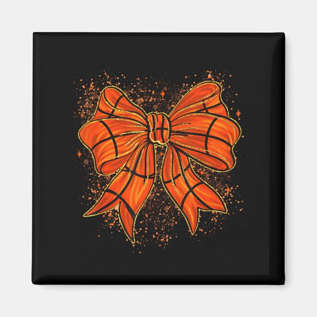 Cute Basketball Coquette Bow Basketball Bow Girls  Magnet (Vorne)