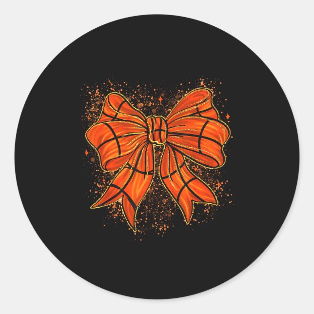 Cute Basketball Coquette Bow Basketball Bow Girls  Runder Aufkleber (Vorderseite)