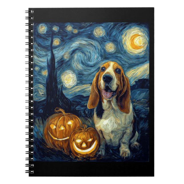 Cute Basset Hound Dog Halloween Jack O Lantern Pum Notizblock (Vorderseite)