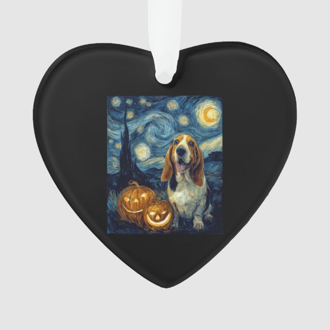 Cute Basset Hound Dog Halloween Jack O Lantern Pum Ornament (Vorderseite)