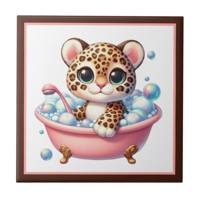 Cute bathtub bathroom leopard fliese (Vorderseite)