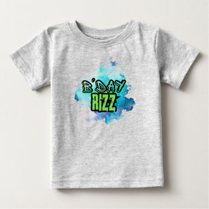 Cute B'Day Rizz grün und monochromatisch blau Baby T-shirt