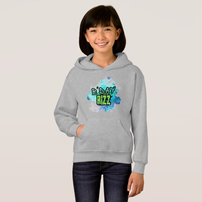 Cute B'Day Rizz grün und monochromatisch blau Hoodie (Vorne ganz)