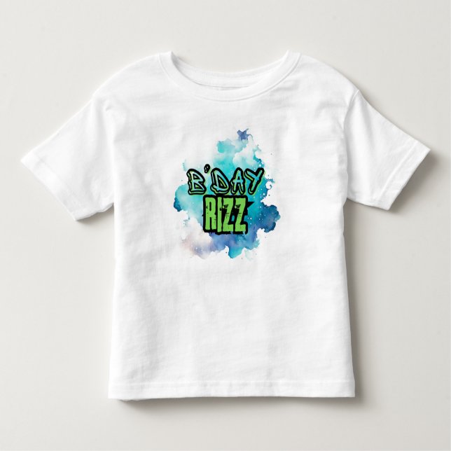 Cute B'Day Rizz grün und monochromatisch blau Kleinkind T-shirt (Vorderseite)