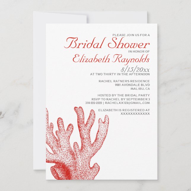 Cute Beach Destination Bridal Shower Invitations Einladung (Vorderseite)