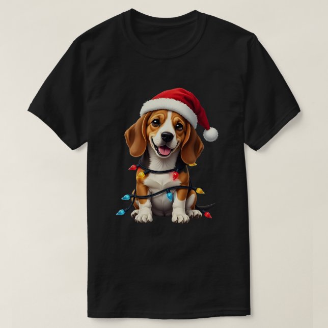 Cute Beagle Christmas Santa Pet Dog Lover  T-Shirt (Design vorne)