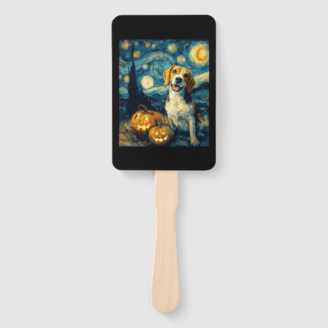 Cute beagle Dog Halloween Jack O Lantern Pumpkin F Fächer (Vorderseite)