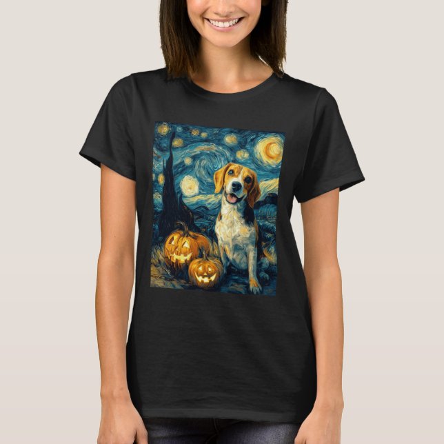 Cute beagle Dog Halloween Jack O Lantern Pumpkin F T-Shirt (Vorderseite)