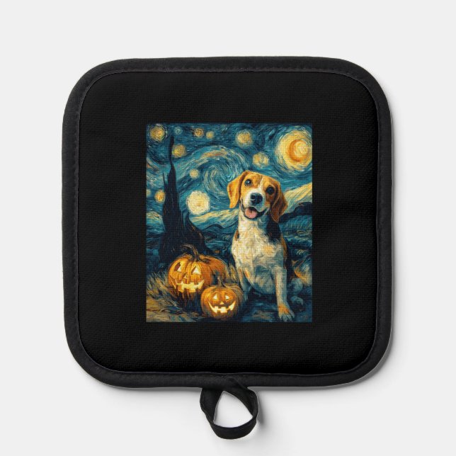 Cute beagle Dog Halloween Jack O Lantern Pumpkin F Topflappen (Vorderseite)