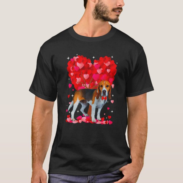 Cute Beagle Dog Valentines Day Heart Puppy Lover P T-Shirt (Vorderseite)