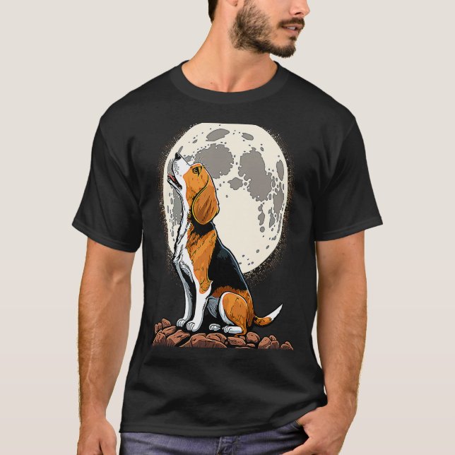 Cute Beagle Howling at the Moon  Beagle Mom T-Shirt (Vorderseite)