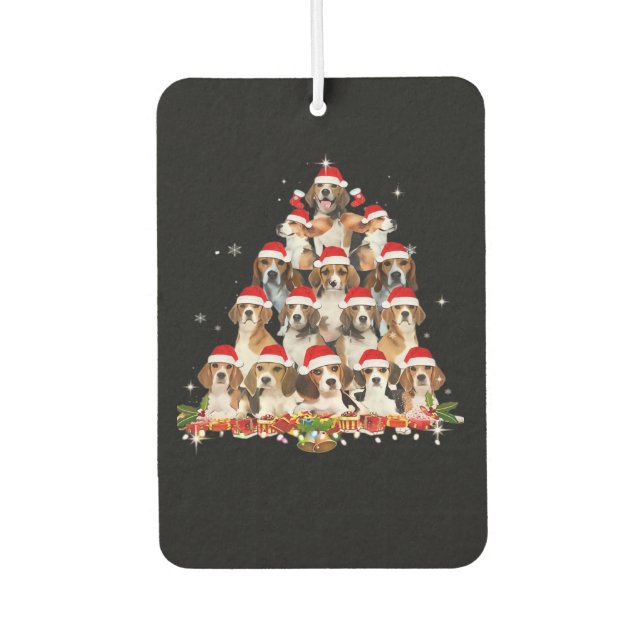 Cute Beagles Christmas Tree Dog Santa Xmas Tee Fun Autolufterfrischer (Vorderseite)