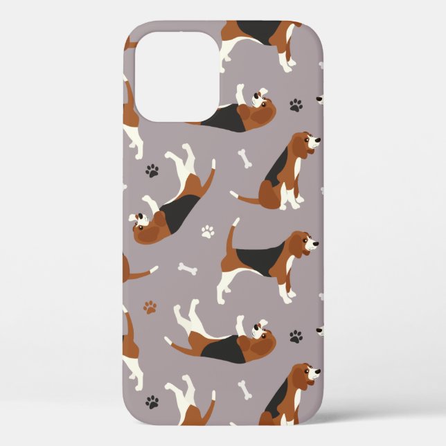 Cute Beagles Paws and Bones Gray Case-Mate iPhone Hülle (Rückseite)