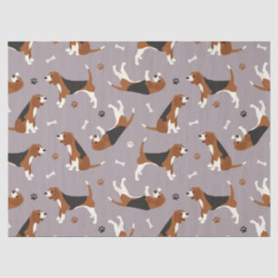 Cute Beagles Paws and Bones Gray Seidenpapier