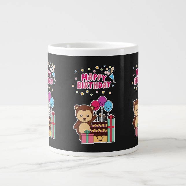 Cute Bear Birthday Celebration - Adorable Cartoon  Jumbo-Tasse (Vorderseite)