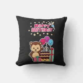 Cute Bear Birthday Celebration - Adorable Cartoon  Kissen