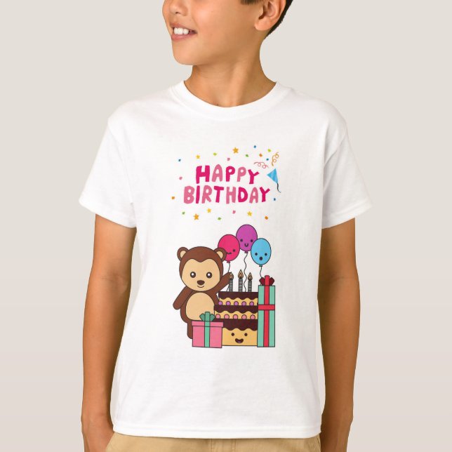Cute Bear Birthday Celebration - Adorable Cartoon  T-Shirt (Vorderseite)