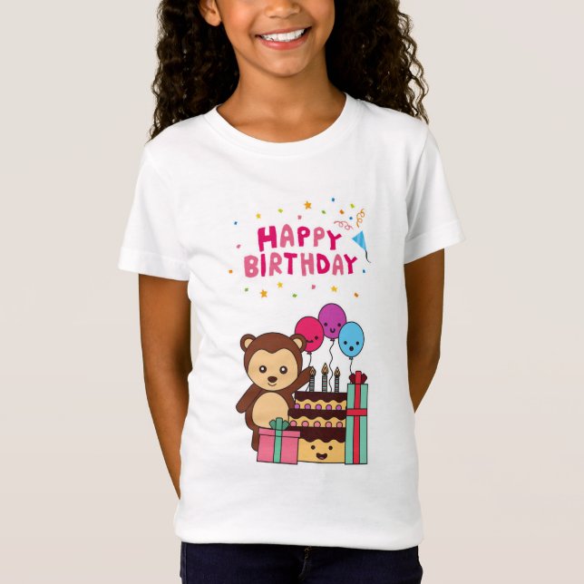 Cute Bear Birthday Celebration - Adorable Cartoon  T-Shirt (Vorderseite)