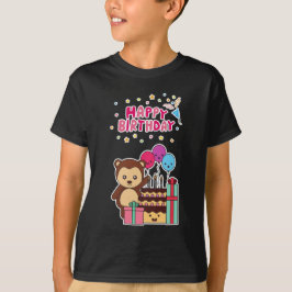 Cute Bear Birthday Celebration - Adorable Cartoon T-Shirt