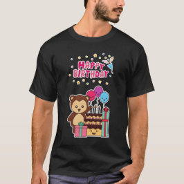 Cute Bear Birthday Celebration - Adorable Cartoon  T-Shirt